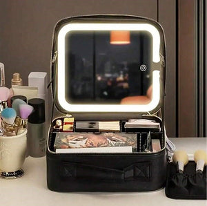 COSMETIQUERO CON ESPEJO Y LUZ LED